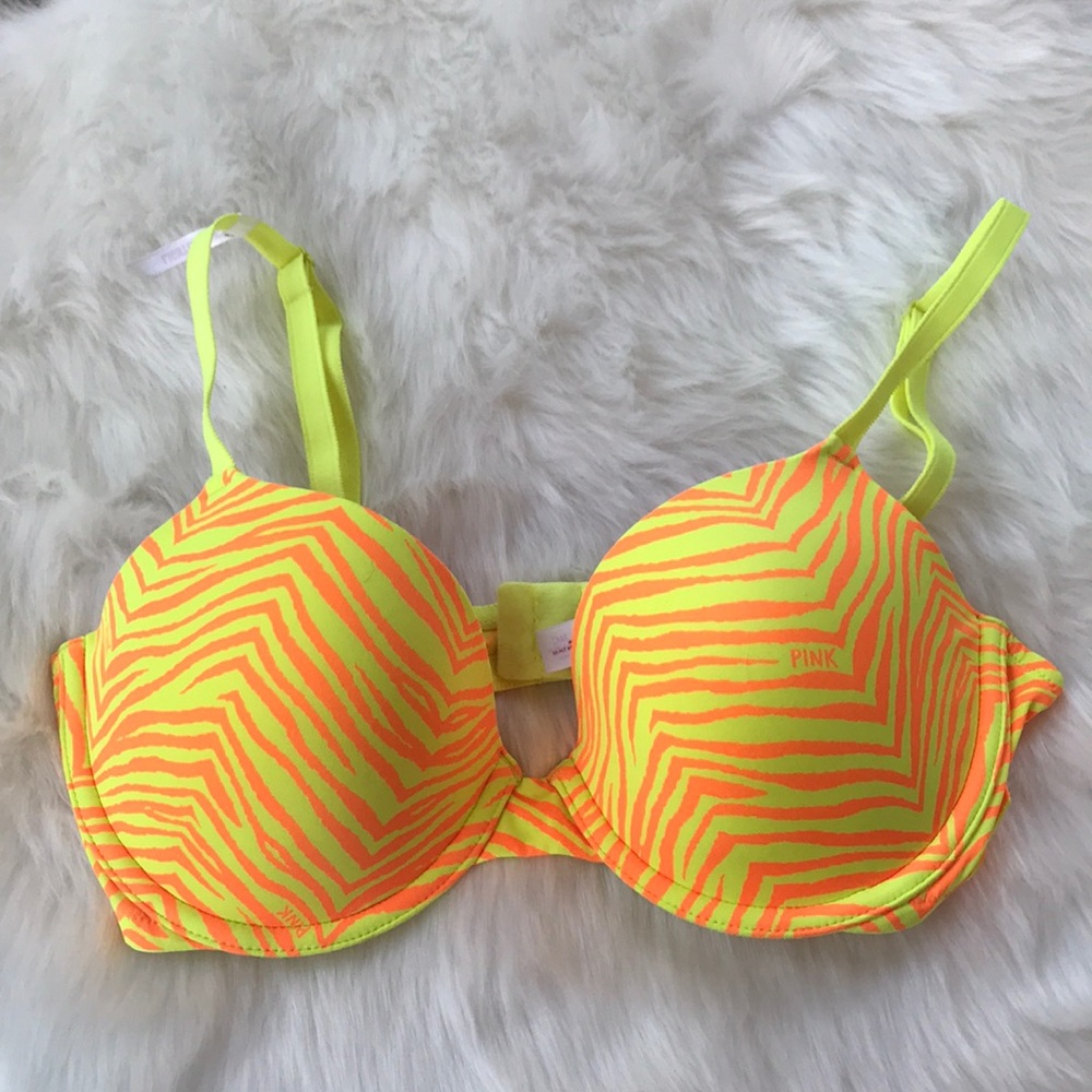 Neon zebra print bra